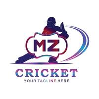 mz cricket logotyp, vektor illustration av cricket sport.