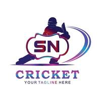 fn cricket logotyp, vektor illustration av cricket sport.