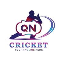 qn cricket logotyp, vektor illustration av cricket sport.