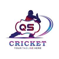 qs cricket logotyp, vektor illustration av cricket sport.