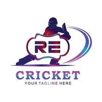 re cricket logotyp, vektor illustration av cricket sport.