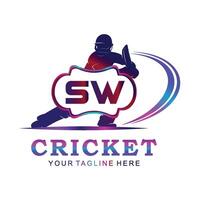 sw cricket logotyp, vektor illustration av cricket sport.