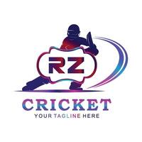 rz cricket logotyp, vektor illustration av cricket sport.