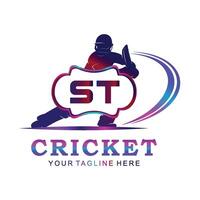 st cricket logotyp, vektor illustration av cricket sport.
