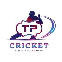 tp cricket logotyp, vektor illustration av cricket sport.