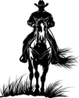 ai generiert Silhouette Cowboy im das Pferd voll Körper vektor