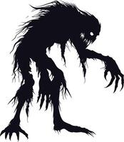 ai generiert Silhouette ancien Monster- schwarz Farbe nur voll Körper vektor