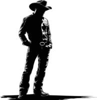 ai generiert Silhouette Cowboy voll Körper schwarz Farbe nur vektor