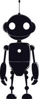 ai genererad silhuett söt robot svart Färg endast full kropp vektor