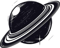 ai generiert Silhouette Planet mit Ring im Raum schwarz Farbe nur vektor