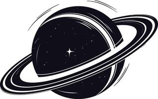 ai generiert Silhouette Planet mit Ring im Raum schwarz Farbe nur vektor