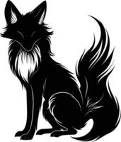 ai generiert Silhouette neun beschattet Fuchs schwarz Farbe nur voll Körper Körper vektor