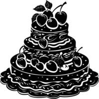 ai generiert Silhouette Kuchen schwarz Farbe nur voll Körper vektor