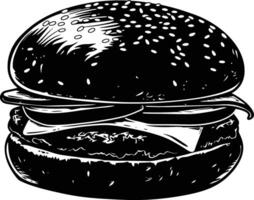 ai generiert Silhouette Hamburger schwarz Farbe nur voll Körper Körper vektor