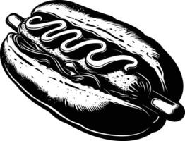 ai generiert Silhouette Hotdog schwarz Farbe nur voll Körper Körper vektor
