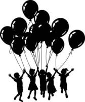 ai generiert Silhouette Ballon Party schwarz Farbe nur vektor