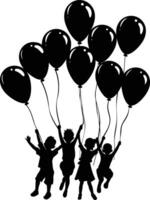 ai generiert Silhouette Ballon Party schwarz Farbe nur vektor