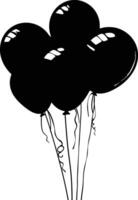 ai generiert Silhouette Ballon Party schwarz Farbe nur vektor