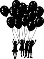 ai generiert Silhouette Ballon Party schwarz Farbe nur vektor