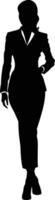 ai genererad silhuett bussiness kvinna svart Färg endast full kropp vektor