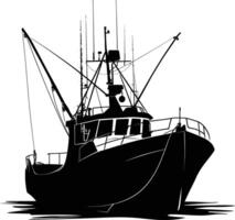 ai genererad silhuett fiske båt svart Färg endast vektor