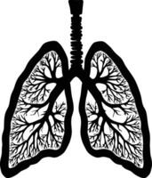 ai genererad silhuett för inre organ av de lungor svart Färg endast vektor