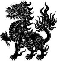 ai generiert Silhouette qilin schwarz Farbe nur voll Körper vektor