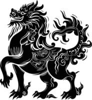 ai generiert Silhouette qilin schwarz Farbe nur voll Körper vektor