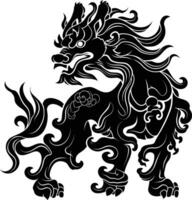 ai generiert Silhouette qilin schwarz Farbe nur voll Körper vektor