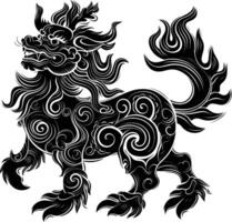 ai generiert Silhouette qilin schwarz Farbe nur voll Körper vektor