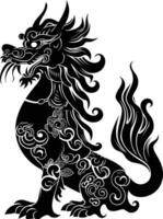 ai generiert Silhouette qilin schwarz Farbe nur voll Körper vektor