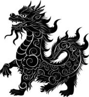 ai generiert Silhouette qilin schwarz Farbe nur voll Körper vektor