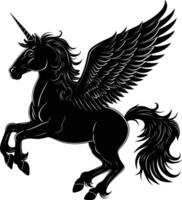 ai generiert Silhouette Pegasus schwarz Farbe nur voll Körper vektor