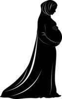 ai generiert Silhouette schwanger Hijab voll Körper schwarz Farbe nur vektor