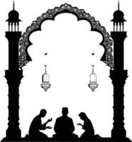 ai genererad silhuett välsignelse ramadan vibrafon ramadan kareem islamic hälsning kort vektor