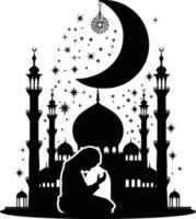 ai generiert Silhouette Segen Ramadan Stimmung Ramadan kareem islamisch Gruß Karte vektor