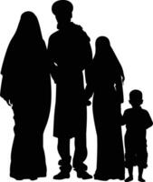 ai generiert Silhouette glücklich Muslim Familie schwarz Farbe nur voll Körper vektor