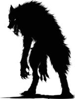 ai genererad silhuett warewolf eller ibland lykantrop eller lycan monster svart Färg endast full kropp vektor