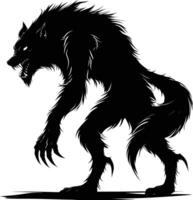 ai genererad silhuett warewolf eller ibland lykantrop eller lycan monster svart Färg endast full kropp vektor