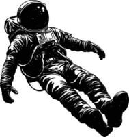 ai genererad silhuett astronaut flytande i Plats svart Färg endast full kropp vektor