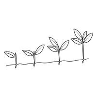 kontinuierlich Single Linie Kunst von Baum Pflanze Wachstum Prozess Illustration Gliederung Vektor Kunst.