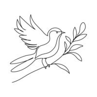 kontinuerlig enda linje teckning av fågel flygande konst ett linje vektor illustrerade design.