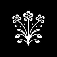 blommor - svart och vit isolerat ikon - vektor illustration