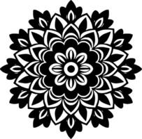 Mandala - - schwarz und Weiß isoliert Symbol - - Vektor Illustration