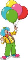 Vektor Illustration von süß Clown halten Luftballons