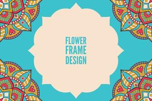 blomma ram design med mandala vektor