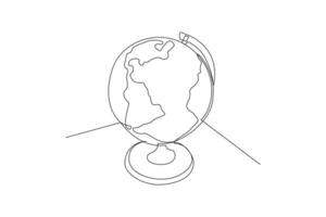 kontinuerlig ett linje teckning värld Karta begrepp. klotter vektor illustration.
