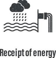 Kassenbon von Energie Symbol Vektor Illustration im Briefmarke Stil