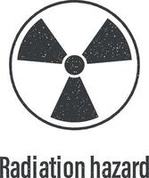 strålning fara ikon vektor illustration i stämpel stil