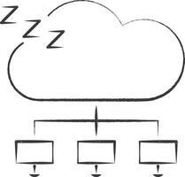 Wolke Server nicht gefunden Symbol Vektor Illustration im Briefmarke Stil